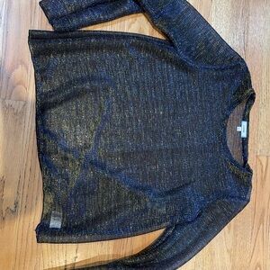 Short transparent gold and royal blue threaded tunic